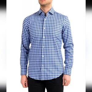 Hugo Boss Men's "Gordon" Regular Fit Plaid Long Sleeve Dress Shirt New 17.5